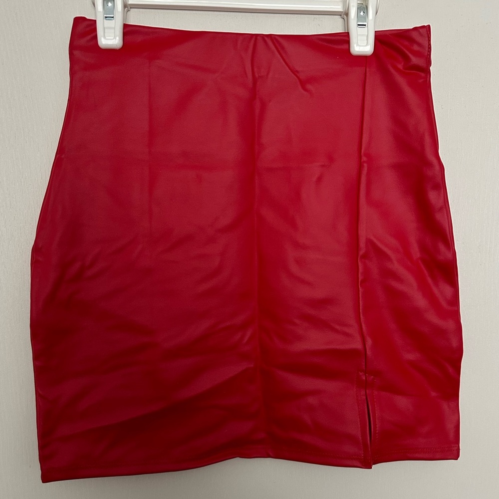 Red mini skirt